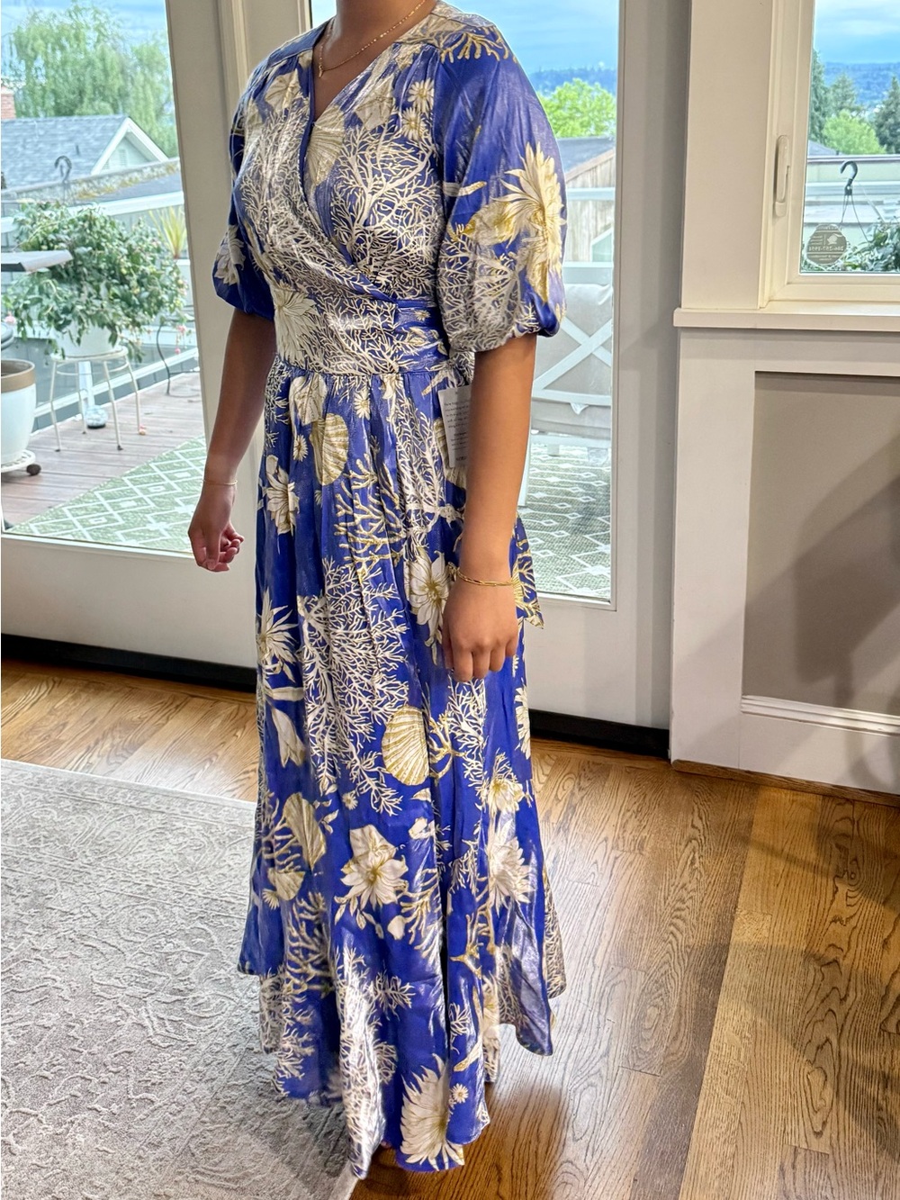 NWT Ciebon Blue Floral Wrap Maxi Dress - Picture 8 of 8